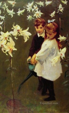 John Singer Sargent Painting - GardenStudy of the Vickers Children John Singer Sargent